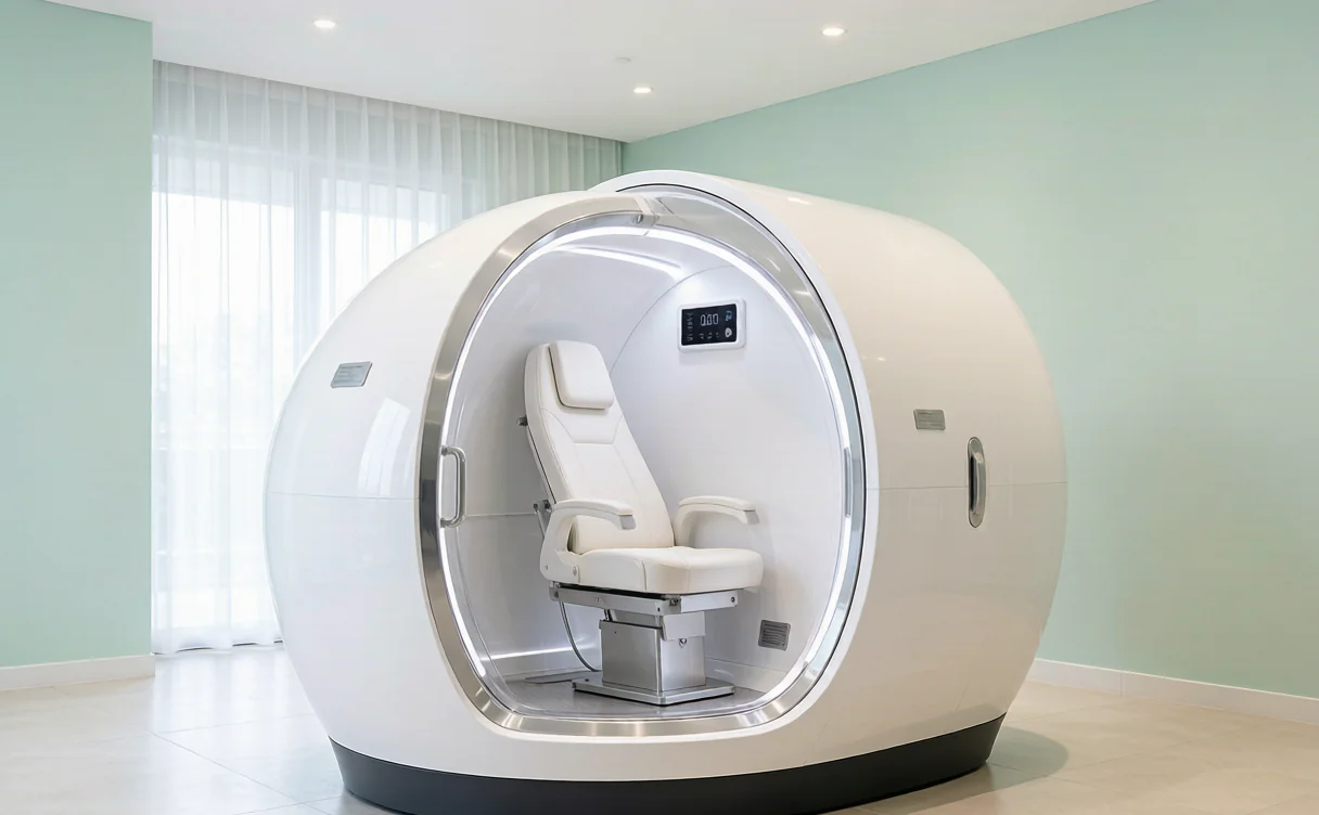 Oxygen Chamber — Pressurized chamber & plateau O₂ supply